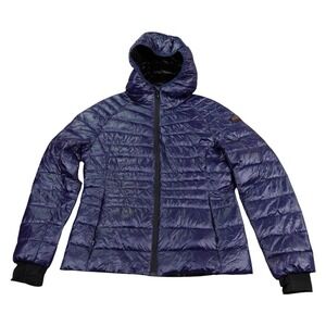 BCBGMAXAZRIA Packable Premium Down Jacket Womens Medium Blue Saphire Puffer